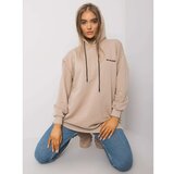 Fashion Hunters Ladies' beige sweatshirt with a hood Cene