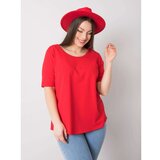 Fashion Hunters Ženska pamučna majica crvene boje veličine plus Cene