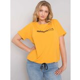 Fashion Hunters Dark yellow plus size blouse with embroidery Cene