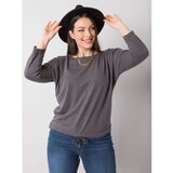 Fashion Hunters Dark gray melange cotton blouse of larger size Cene