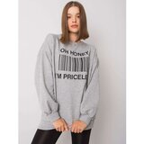 Fashion Hunters Gray hooded sweatshirt with an inscription | Shoptok.si