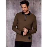 Fashion Hunters Khaki men's blouse with a collar and cuffs