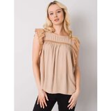 Fashion Hunters Beige blouse with short sleeves | shoptok.hr
