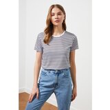 Trendyol Black Striped Basic Knitted T-Shirt Cene