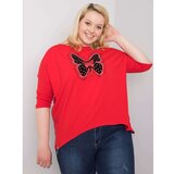 Fashion Hunters Red cotton blouse with an application Cene