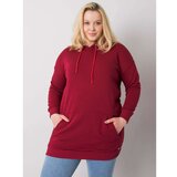Fashion Hunters Plus size burgundy cotton sweatshirt with a hood Cene