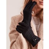 Fashion Hunters Black checkered women's gloves Cene