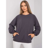 Fashion Hunters RUE PARIS Graphite cotton sweatshirt without a hood | Shoptok.si