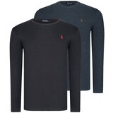 Dewberry DUAL SET T8588 ROUND COLLAR MEN'S SWEATSHIRT-ANTHRACITIS-BLACK Cijene