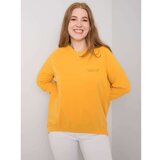 Fashion Hunters Yellow plus size V-neck sweatshirt Cene