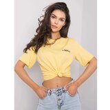 Fashion Hunters Yellow women's T-shirt with embroidery Cijene
