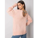 Fashion Hunters RUE PARIS Light pink women's sweater with a neckline on the back Cene
