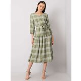 Fashion Hunters Green checkered dress with a frill Cene