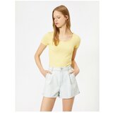 Koton Women's Yellow Hollow Neck T-Shirt | Shoptok.si