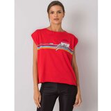Fashion Hunters Ženska crvena pamučna majica s printom Cene