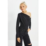 Trendyol Black Asymmetrical Collar Knitted Body Cene