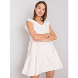 Fashion Hunters Ecru dress RUE PARIS with ruffles | Shoptok.si