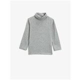 Koton Girls' Gray Stand Up Collar Basic Long Sleeve T-Shirt Cene
