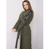 Fashion Hunters Khaki women's coat with a belt