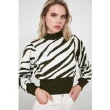 Trendyol Ženski džemper Zebra sa uzorkom sive boje kaki cene