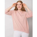 Fashion Hunters Dusty pink plus size sweatshirt with V-neck Cene