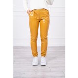 Kesi Double-layer trousers with velor mustard Cene