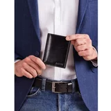 Fashion Hunters Black men's leather wallet without a clasp