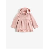 Koton Girl Pink Hooded Buttoned Floral Gabardine Fabric Coat | Shoptok.si