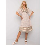 Fashion Hunters Beige and green dress with a print Cene