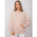 Fashion Hunters RUE PARIS Light beige cotton sweatshirt without a hood Cene