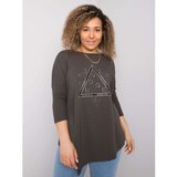 Fashion Hunters Dark khaki plus size blouse with a Wendy applique | Shoptok.si