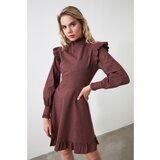 Trendyol Burgundy Shoulder Detailing Dress Cene