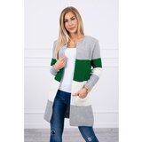 Kesi Sweater Cardigan in the straps gray+green | Shoptok.si