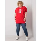Fashion Hunters Red plus size blouse with an inscription Cene