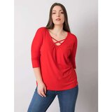 Fashion Hunters Plus size red viscose blouse Cene