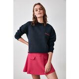 Trendyol Navy Blue Embroidery Raised Sweatshirt Cene