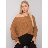 Fashion Hunters Camel sweater with bare shoulders | shoptok.hr