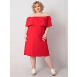 Fashion Hunters Red plus size dress with a spanish neckline Cene
