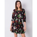 Fashion Hunters Black floral dress with a frill Cene