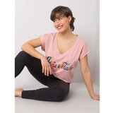 Fashion Hunters Dusty pink t-shirt with a colorful print Cene