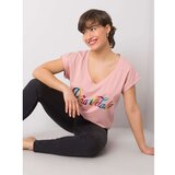 Fashion Hunters Dusty pink t-shirt with a colorful print | ePonuda.com