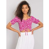 Fashion Hunters RUE PARIS Fuchsia short blouse with patterns Cene
