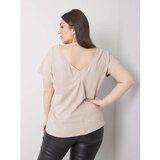Fashion Hunters Beige cotton t-shirt of a larger size | shoptok.hr