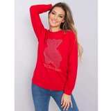 Fashion Hunters Women's red sweatshirt with an application Cene