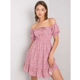 Fashion Hunters RUE PARIS Dusty pink patterned dress with a frill Cene