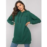 Fashion Hunters Dark green women's hooded sweatshirt Cene