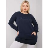 Fashion Hunters Plus size navy blue kangaroo sweatshirt Cene