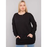 Fashion Hunters Black plus size kangaroo sweatshirt cene