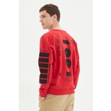 Trendyol Red Men's Printed Oversize Fit Sweatshirt Cene