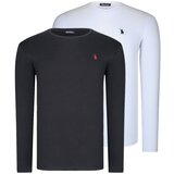 Dewberry DUAL SET T8588 ROUND COLLAR MEN'S SWEATSHIRT-WHITE-BLACK Cijene